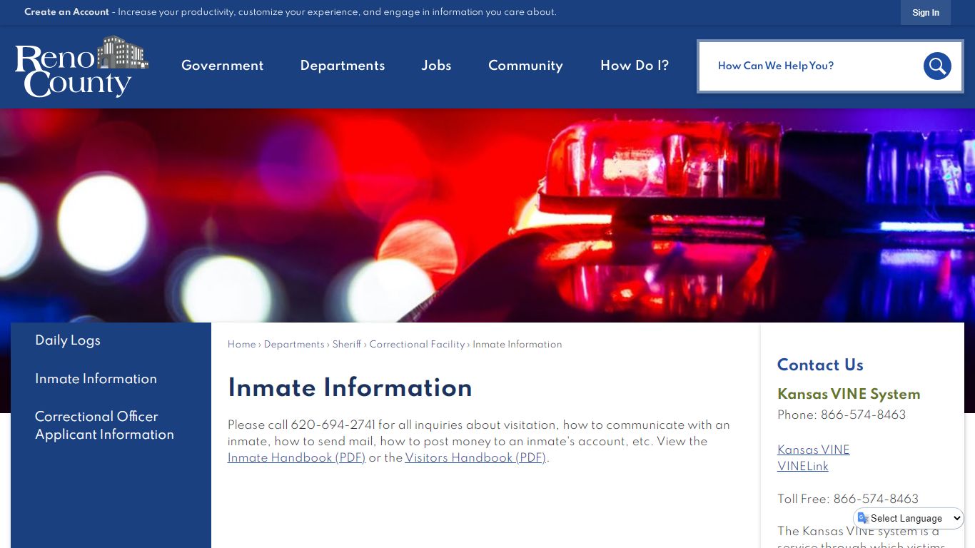 Inmate Information | Reno County, KS - Official Website