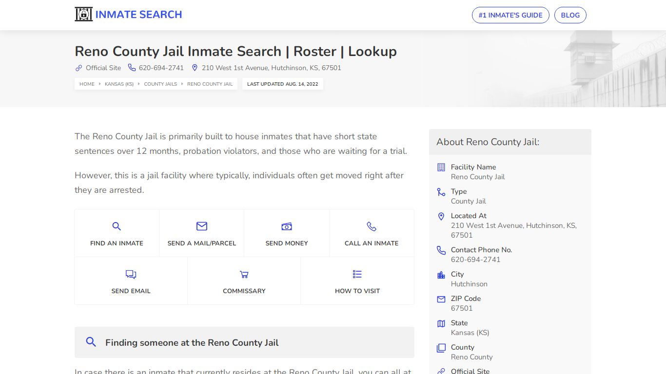 Reno County Jail Inmate Search | Roster | Lookup